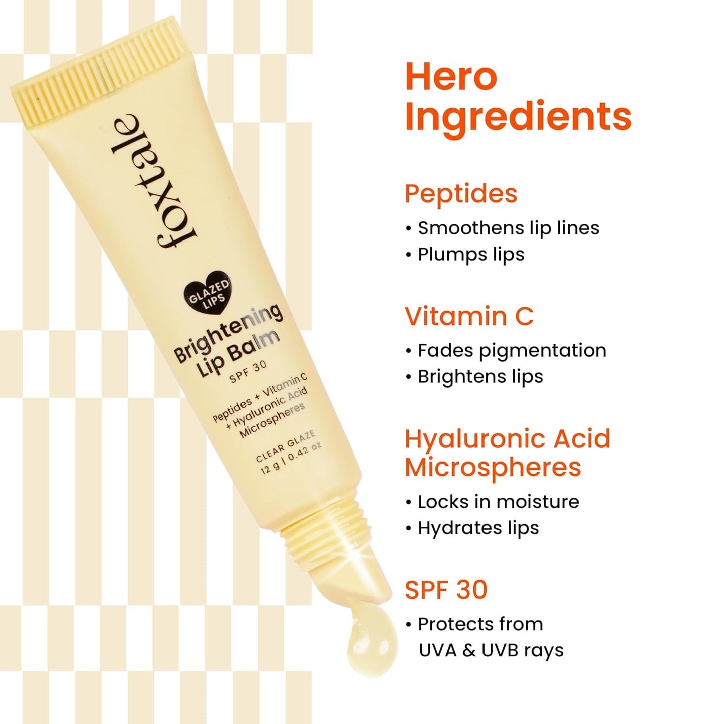 Foxtale SPF 30 Brightening Lip Balm for Dark Lips with Peptides & Vitamin C | Brightens | Hydrates | Tinted Lip Balm - Clear Glaze 12gm Beauty & Personal Care FoxTale