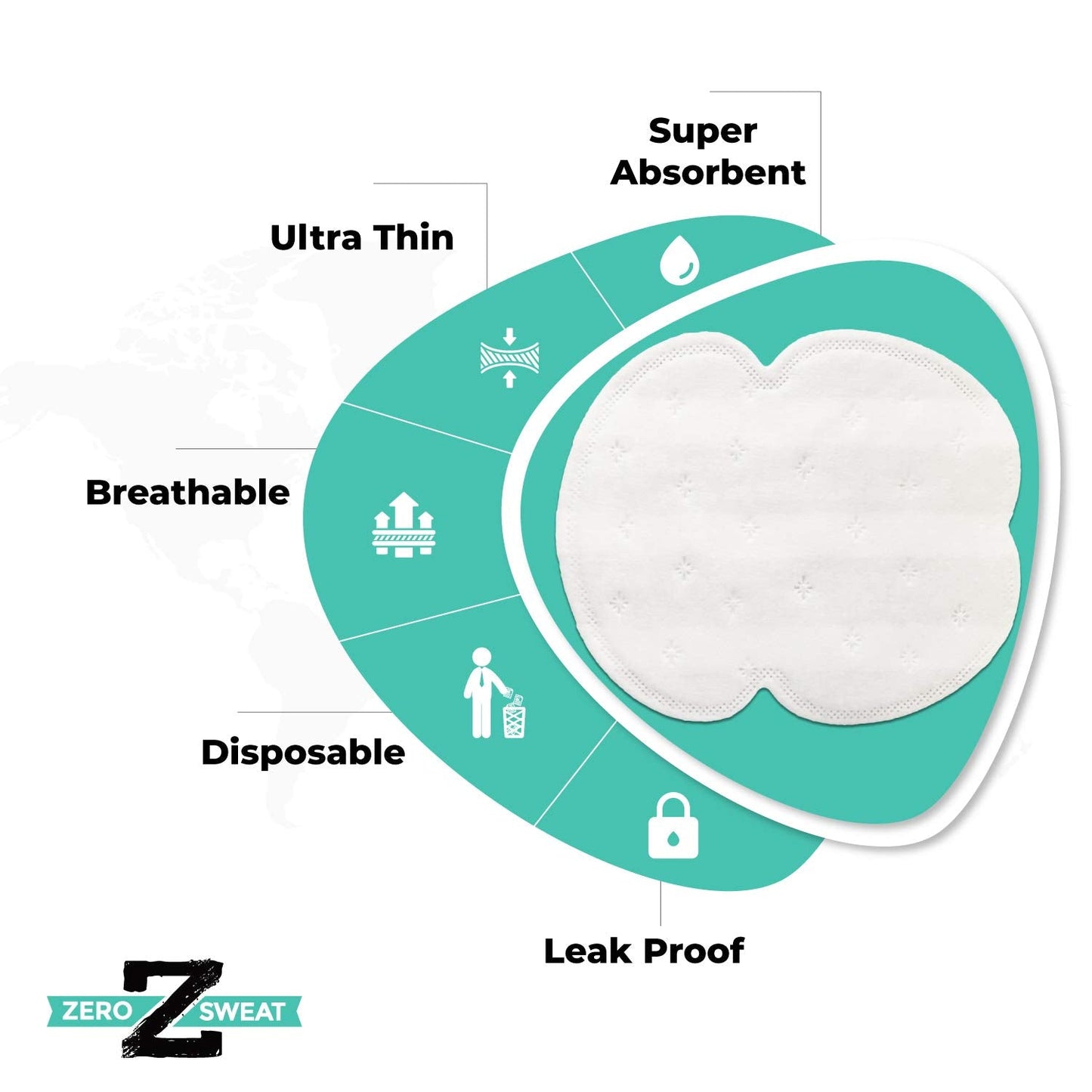 ZeroSweat Underarm Sweat Pads - Block Sweat w/Natural Disposable Absorbent Pads (50 Pads) Beauty and Personal Care ZeroSweat