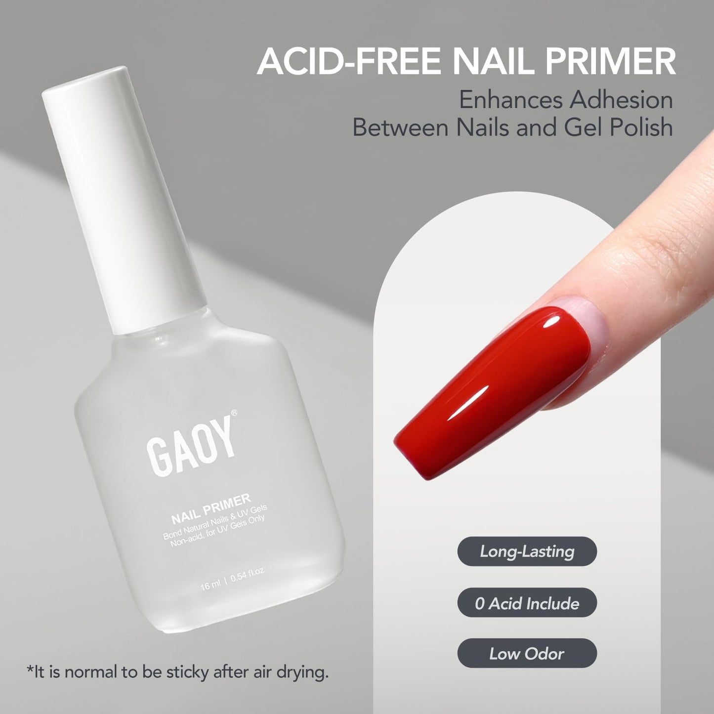 GAOY 16ml Nail Dehydrator and Primer with Gel Top and Base Coat, 4 Pcs Acid-Free Natural Nail Prep Dehydrate Bond Primer Professional Set, for Gel Beauty and Personal Care GAOY