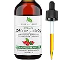 Rosehip Oil - Pure, Virgin, Cold Pressed - From Whole Berries (Pulp & Seeds), Natural Deep Orange Hue for Intensive Skin Repair - Undiluted Organic Beauty & Personal Care Jeune Naturelle