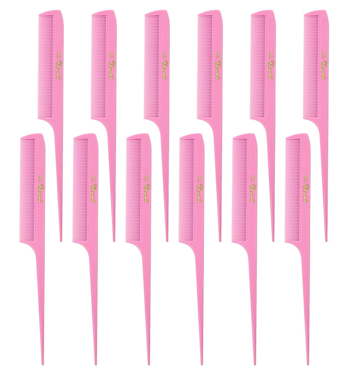 Krest Cleopatra 8-1/2 inch Rattail Combs Extra Fine Tooth.Rat Tail Comb Model #441. Color Fresh Pink. 1 Dozen.