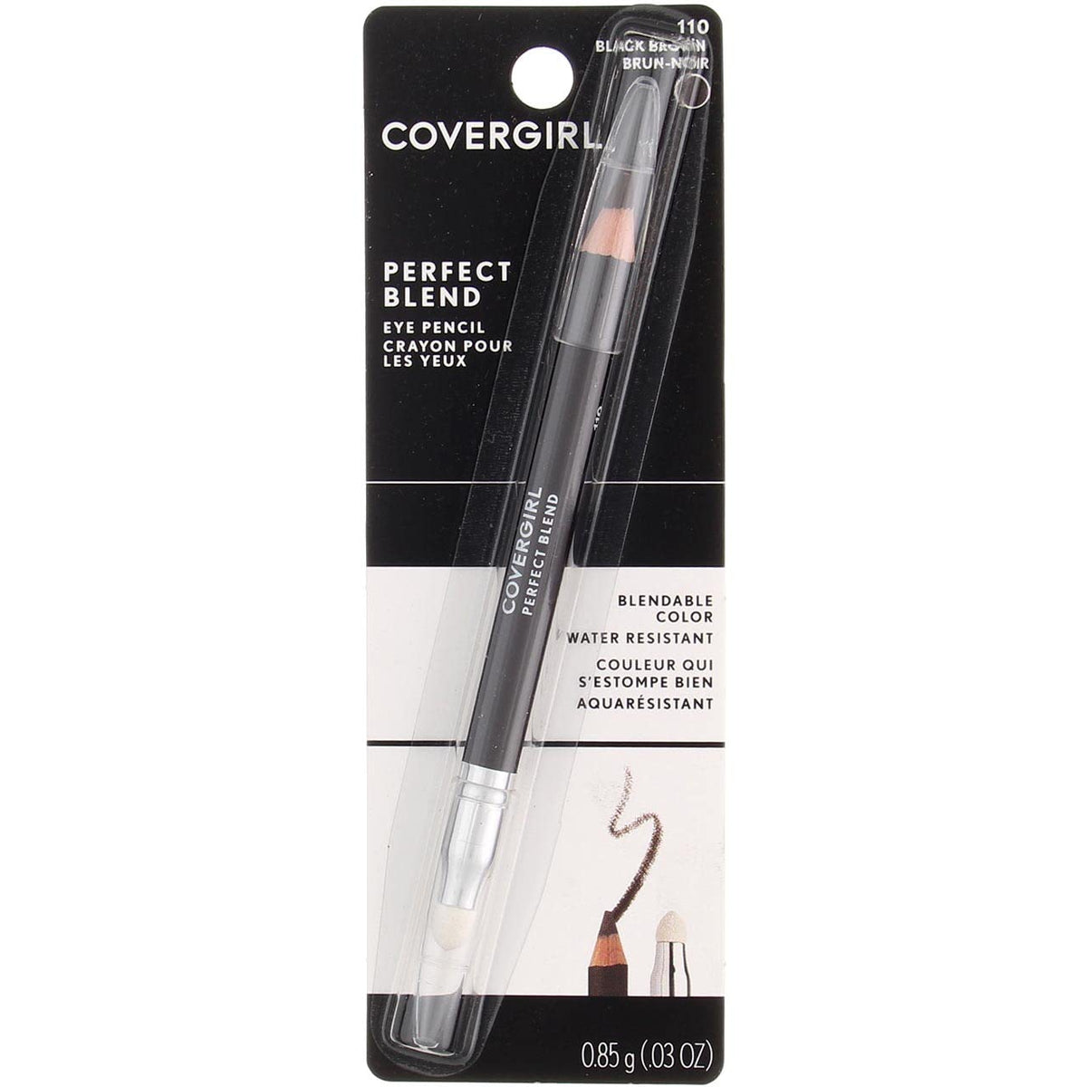 CoverGirl Perfect Blend Eye Pencil, Black Brown [110] 0.03 oz (Pack of 4) Beauty & Personal Care COVERGIRL