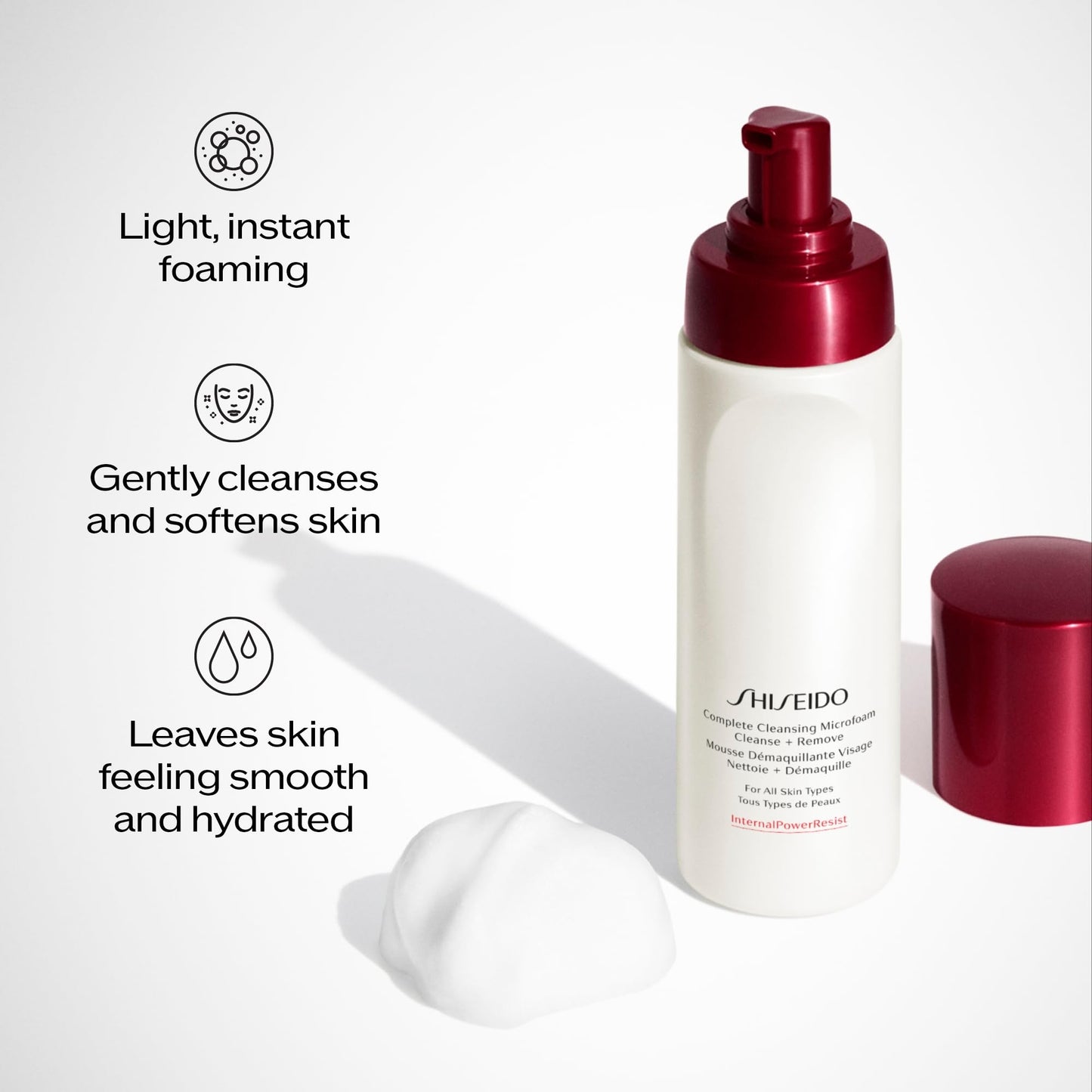 Shiseido Complete Cleansing Microfoam - 180 mL - Light, Instant Foaming Cleanser for Smooth, Hydrated Skin - Softens & Removes Impurities - All Skin Beauty & Personal Care Shiseido