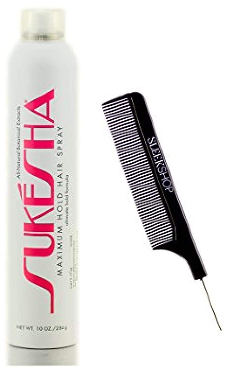 Sukesha Maximum Hold Hair Spray, ultimate hold aerosol formula (with Sleek Steel Pin Tail Comb) (10 oz / 284 gram - retail size) Beauty & Personal Care Sukesha