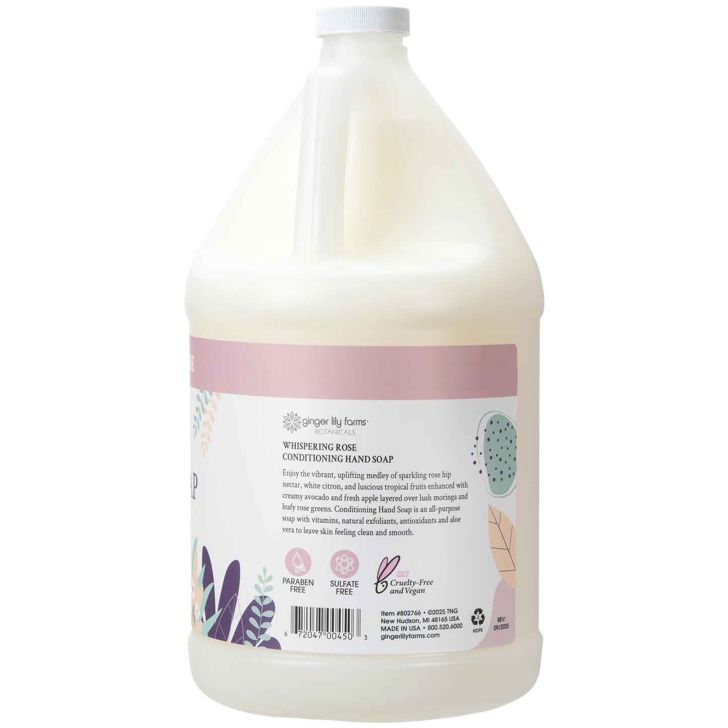 Ginger Lily Farms Botanicals Conditioning Liquid Hand Soap Refill, 100% Vegan & Cruelty-Free, Whispering Rose Scent, 1 Gallon (Pack of 4) Beauty & Personal Care Ginger Lily Farms