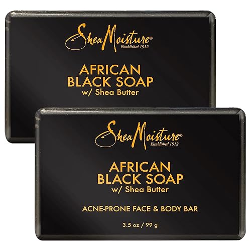 Shea Moisture African Black Soap with Shea Butter, Skin Care, Acne Prone Skin, African Black Soap Face Wash, Soap, Authentic African Black Soap Bar Beauty & Personal Care Shea Moisture