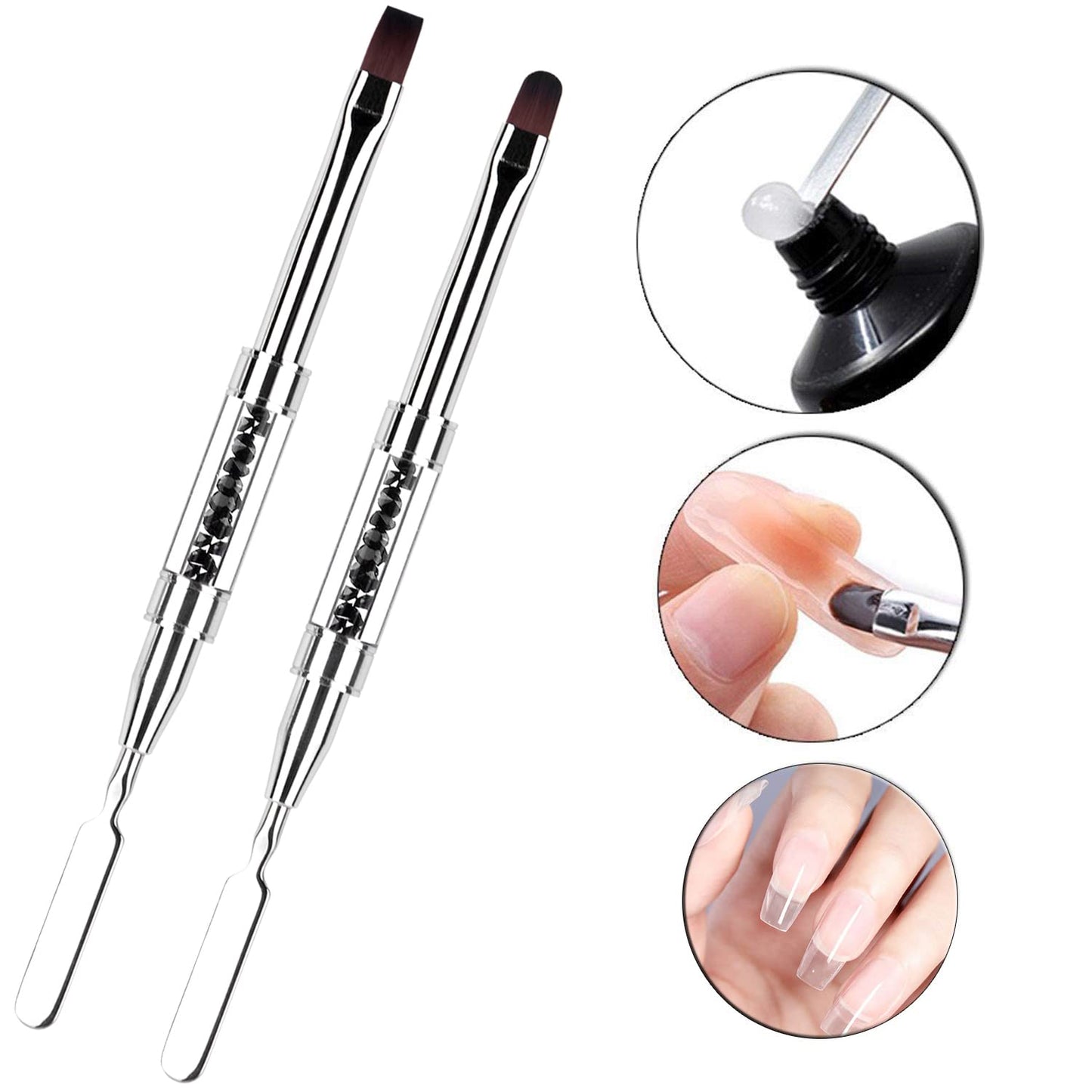 Ycyan 2Pcs Polygel Nail Brush & Picker, Dual-ended Oval & Flat Gel Nail Brushes Polygel Slice Tool for PolyGel UV Builder Gel Nails Extension Beauty & Personal Care Ycyan