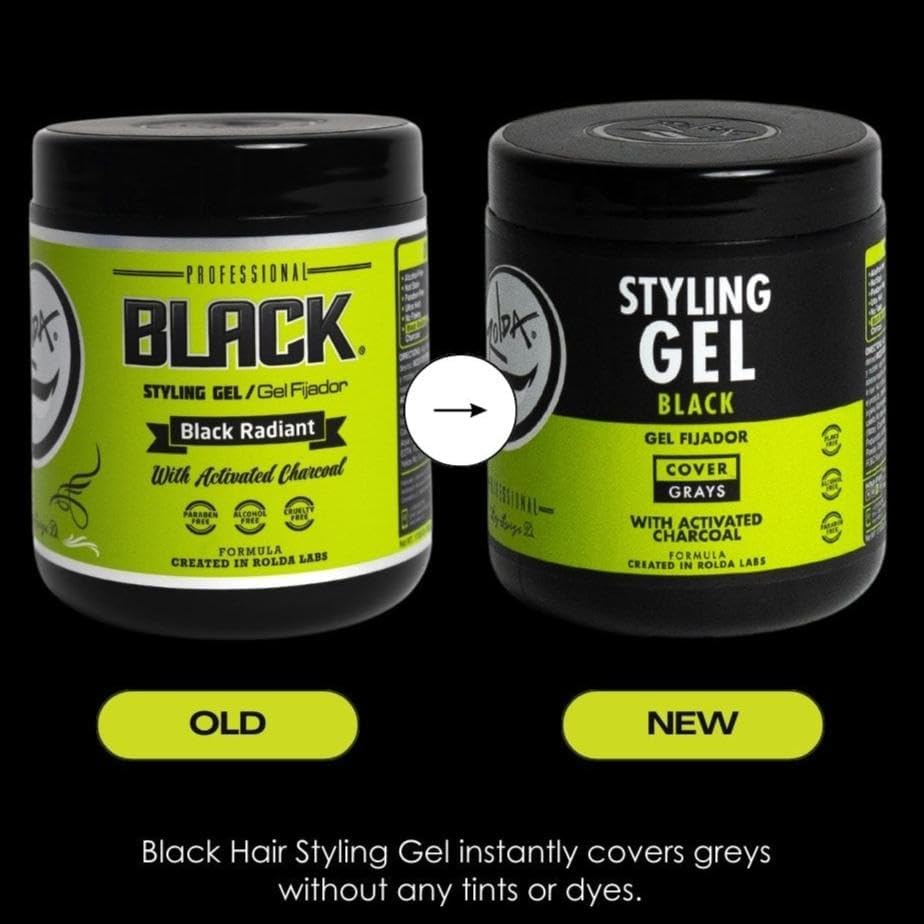 Rolda Black Styling Hair Gel - Medium To Strong Hold With Medium Shine For a Wet Slicked Back Look With All Day Hold - Activated Black Charcoal Covers Beauty and Personal Care Rolda