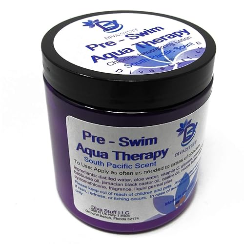 Diva Stuff Pre-Swim Aqua Therapy Chlorine Neutralizing Body Moisturizing Lotion for Swimmers, Protects Skin from Chlorine and Salt Water, 8 oz - Made Beauty & Personal Care Diva Stuff