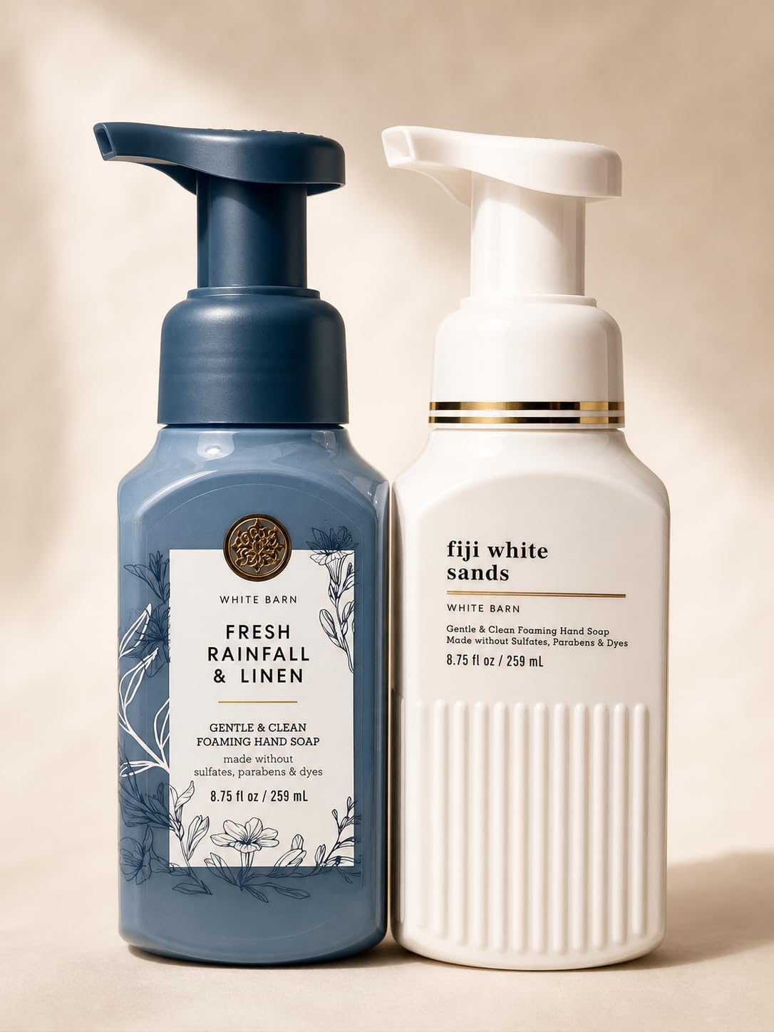 Bath & Body Works Fiji White Sands + Fresh Rainfall & Linen Foaming Hand Soap Set of 2 - Clean Tropical Linen Blend Beauty & Personal Care Bath & Body Works