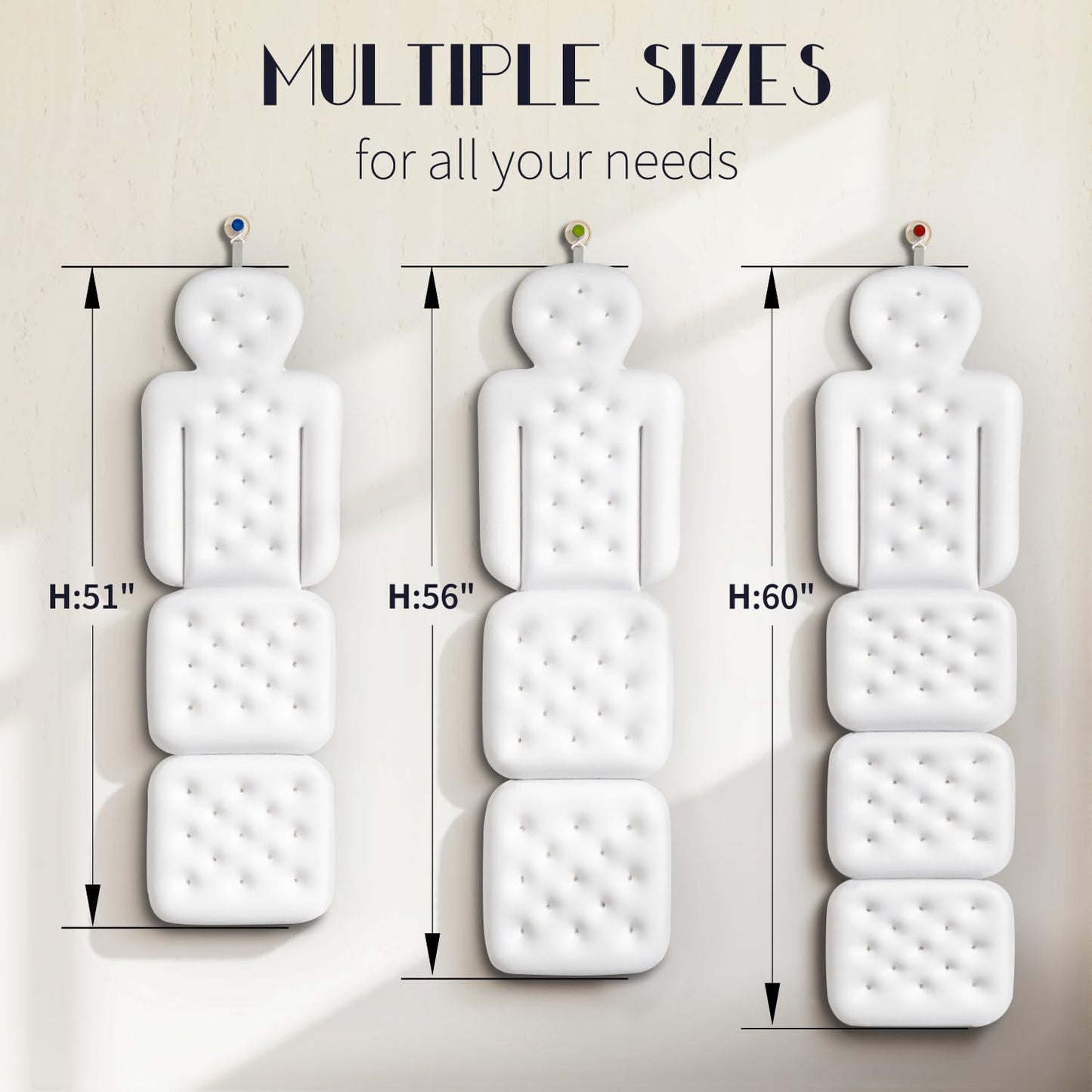 Full Body Bath Pillow for Bathtub, Thick Bathtub Cushion, Luxury Tub Pillow for Bath for Headrest Neck and Back Support White 60" x 16" Beauty and Personal Care VOXOR