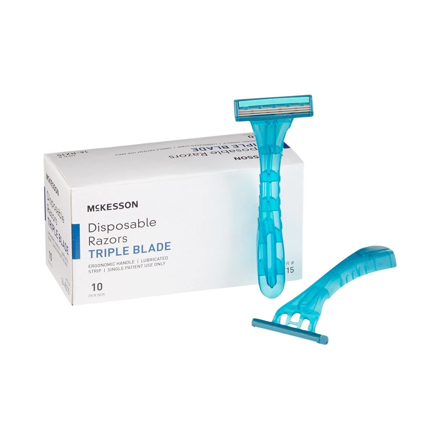McKesson Disposable Razors, Stainless Steel Triple Blade, Lubricated Strip, Ergonomic Handle, Turquoise, 10 Count, 1 Pack Beauty and Personal Care McKesson