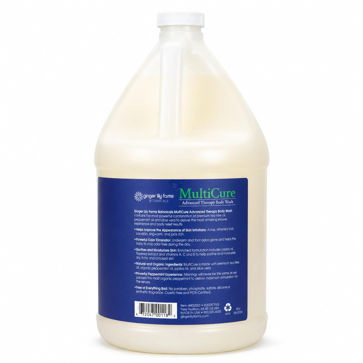 Ginger Lily Farms Botanicals MultiCure Advanced Therapy Body Wash with Tea Tree Oil, Peppermint and Aloe Vera, 100% Vegan & Cruelty-Free, 1 Gallon Beauty & Personal Care Ginger Lily Farms
