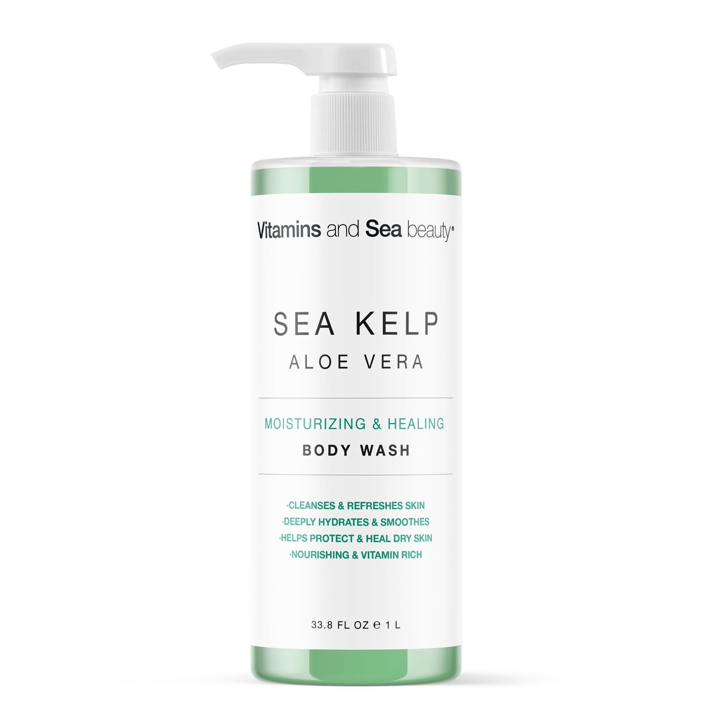 Moisturizing & Healing Body Wash with Sea Kelp & Aloe Vera - Hydrating Cleanser for Dry Skin - Vitamin-Enriched Shower Gel - 33.8 fl oz Beauty & Personal Care VITAMINS AND SEA BEAUTY