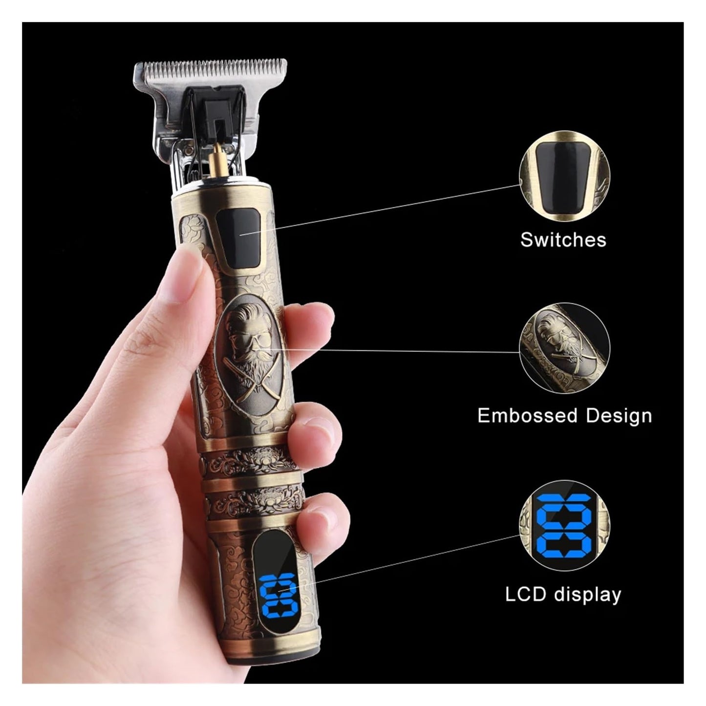Razors T9 0mm USB Electric Hair Cutting Machine Rechargeable Hair Clipper Professional Man Shaver Beard Trimmer for Men Barber(IndianLCD) Beauty and Personal Care EWKYLSEM