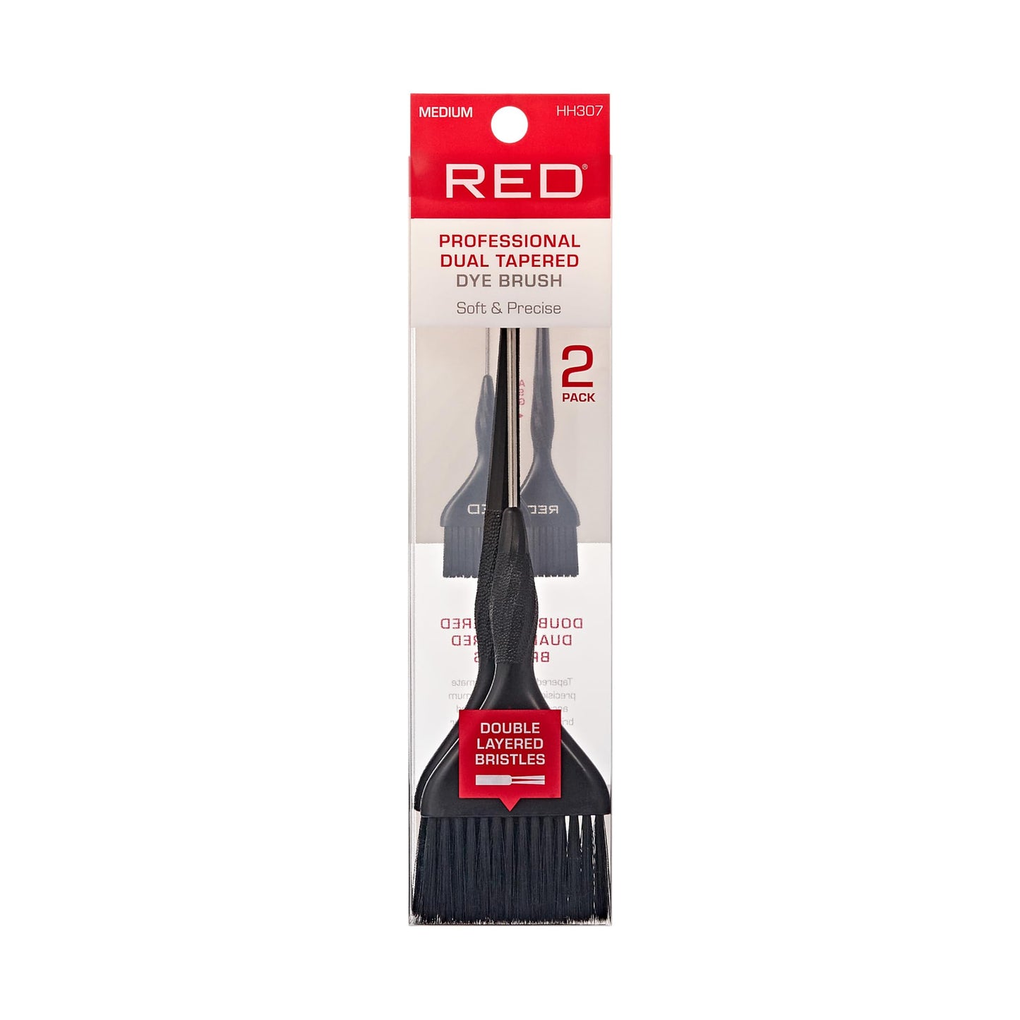 RED by Kiss Professional Dual Tapered Hair Dye Brush, Double Layered Bristles, Non-Slip Spiral Handle, Salon Precision Tool (Medium, 2PK) Beauty & Personal Care Red by Kiss