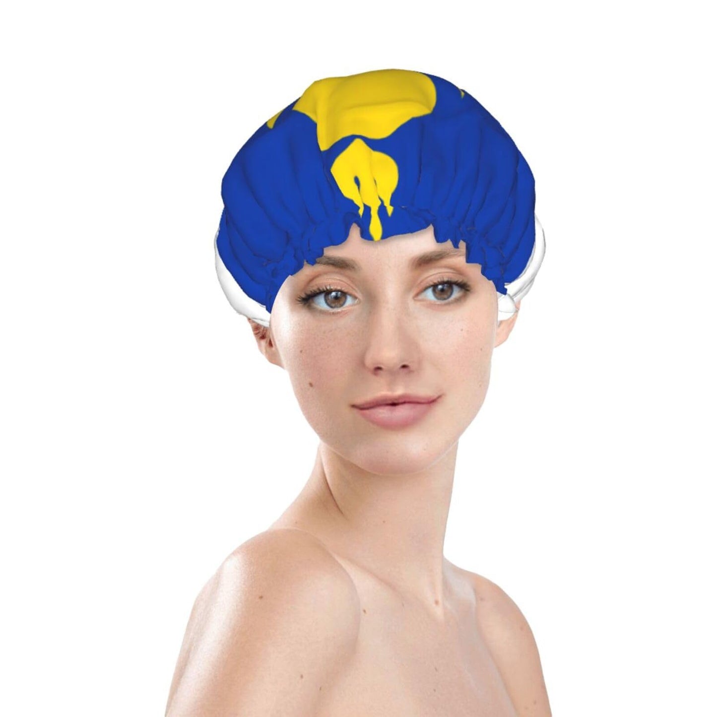 Buryatia Flag Prints Shower Cap Double Layer Lined Waterproof Bathing Shower Hat Beauty and Personal Care Hayyett
