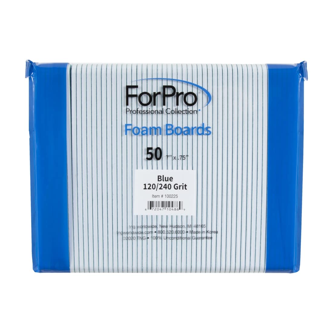 ForPro Professional Collection Blue Foam Board, 120/240 Grit, Mylar Manicure and Pedicure Nail File, 7” l x .75” w, 50 Count Beauty & Personal Care ForPro Professional Collection