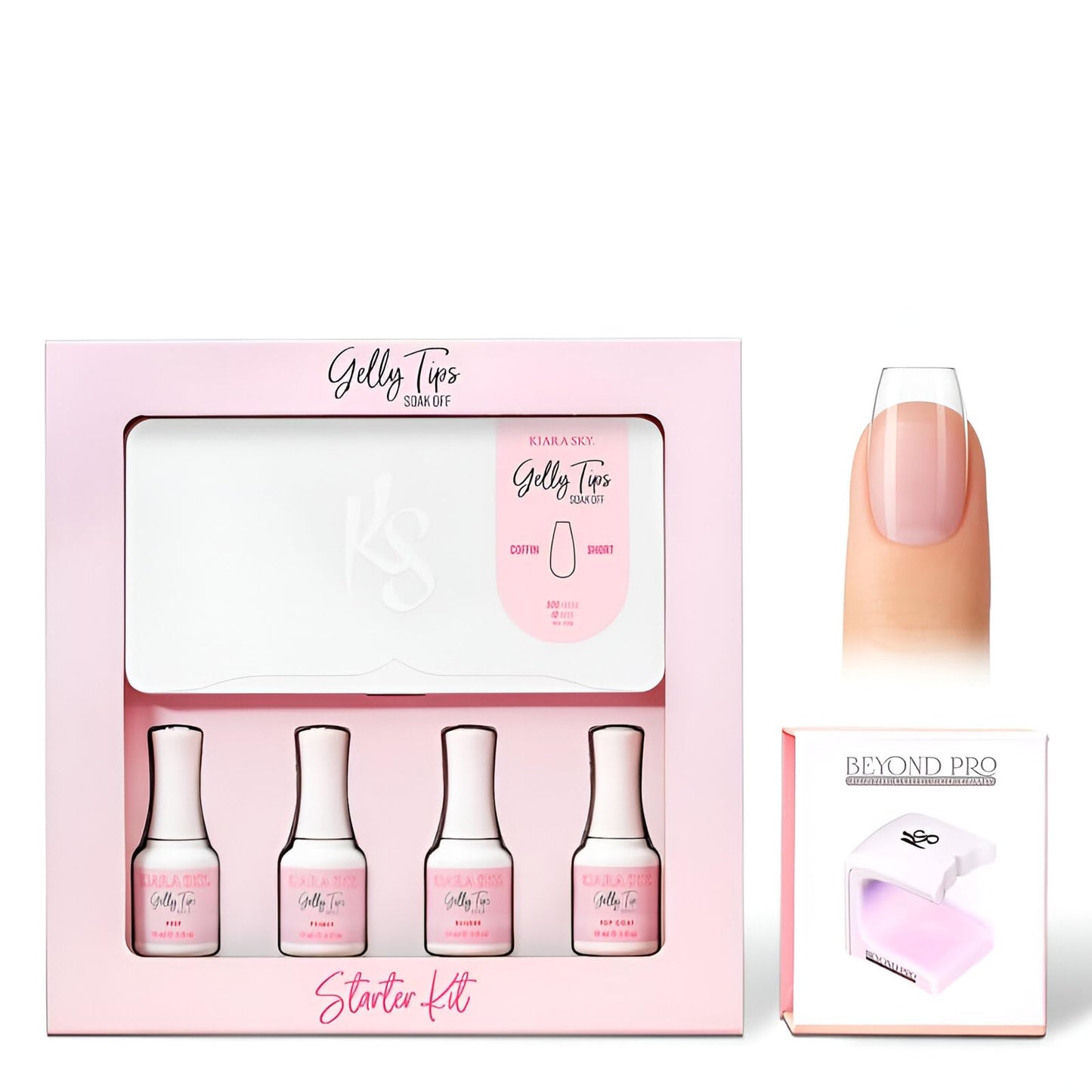Kiara Sky Gelly Tips Starter Kit | Includes Prep, Primer, Builder, Top Coat, Tips | Coffin Short Beauty & Personal Care KIARA SKY