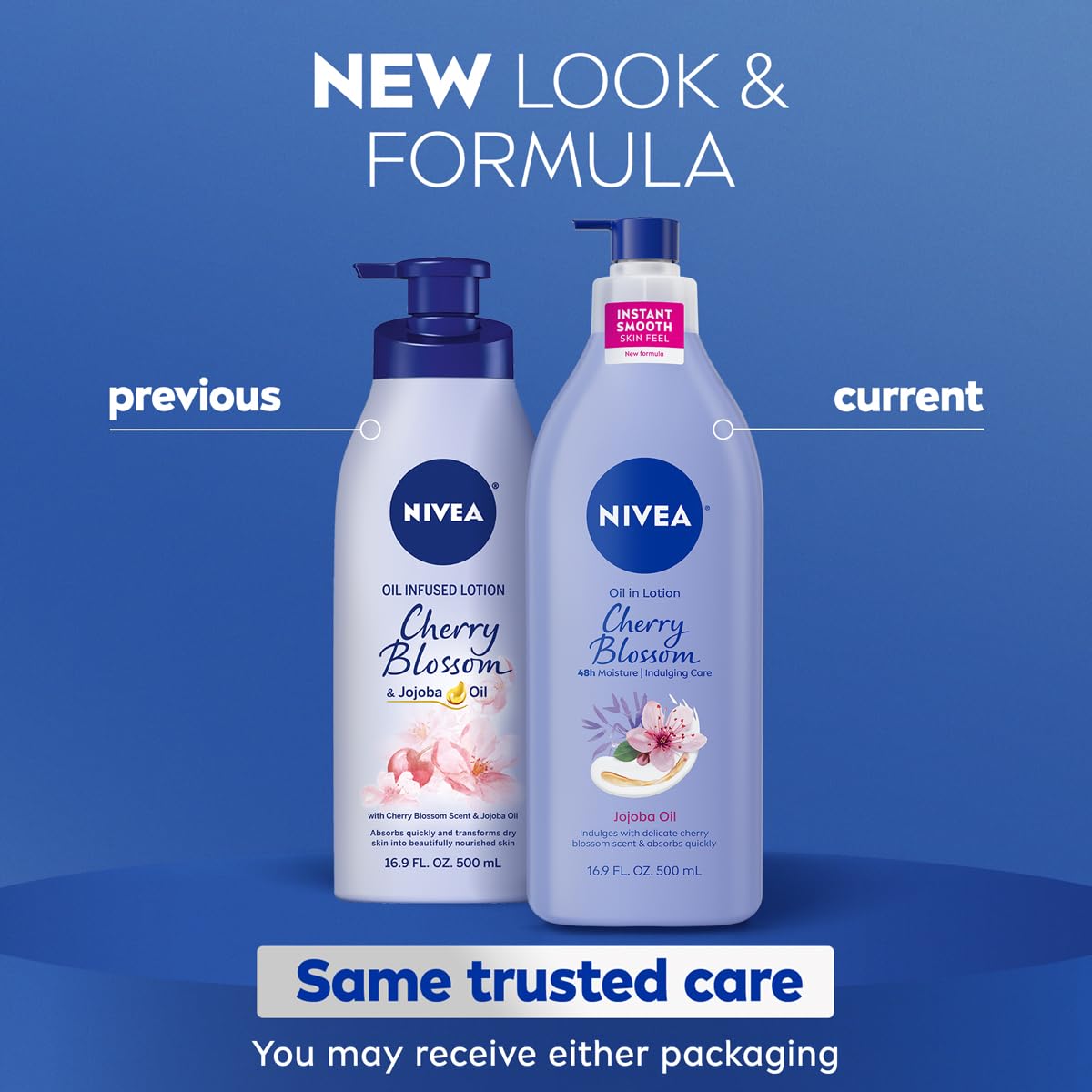 NIVEA Oil Infused Cherry Blossom and Jojoba Oil Body Lotion for Women, Fast-Absorbing and Non-Greasy Cherry Blossom Scented Lotion Moisturizes for 48 Beauty & Personal Care NIVEA