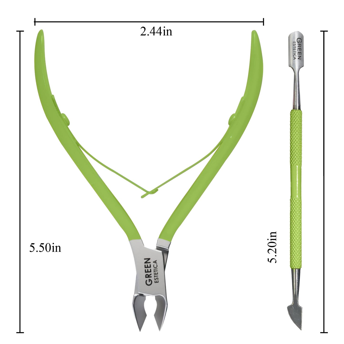Professional Cuticle Trimmer Nail Cuticle Cutter Stainless Steel Cuticle Nippers with Sharp Blades Double Spring Manicure Tools for Nail Care Pedicure Beauty and Personal Care GREEN ESTETICA