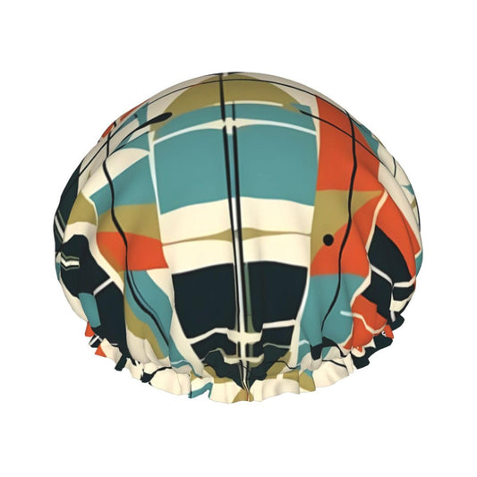 Modern Mid Century Shower Cap for Women Men Large Reusable Shower Bonnet Double-Layer Waterproof Bath Caps Elastic Band Hair Hat for All Hairstyles Beauty and Personal Care BWLHJKE