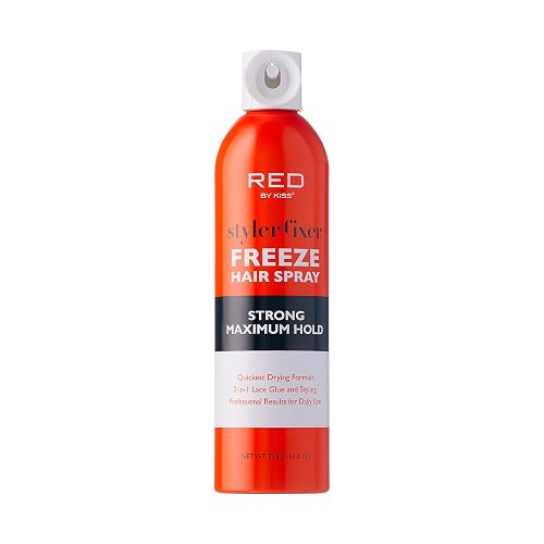 Red by Kiss Styler Fixer Freeze Hair Spray Strong Maximum Hold 2-In-1 Lace Glue and Styling 11oz Beauty & Personal Care Red by Kiss