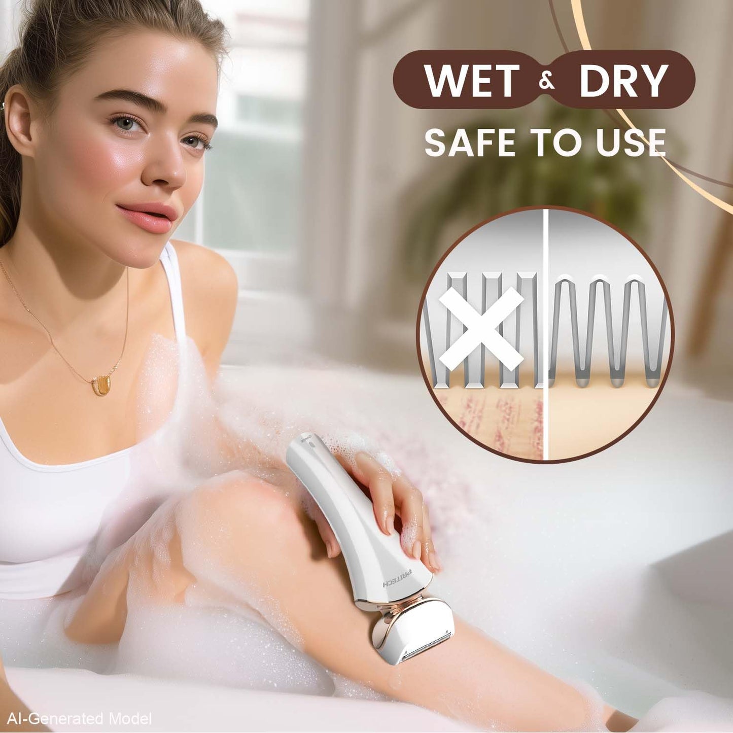 PRITECH Electric Razor for Women - Rechargeable Shaver for Women Portable Lady Shaver for Legs, Arm, Underarms, Bikini, USB Rechargeable, Wet & Dry Beauty and Personal Care PRITECH