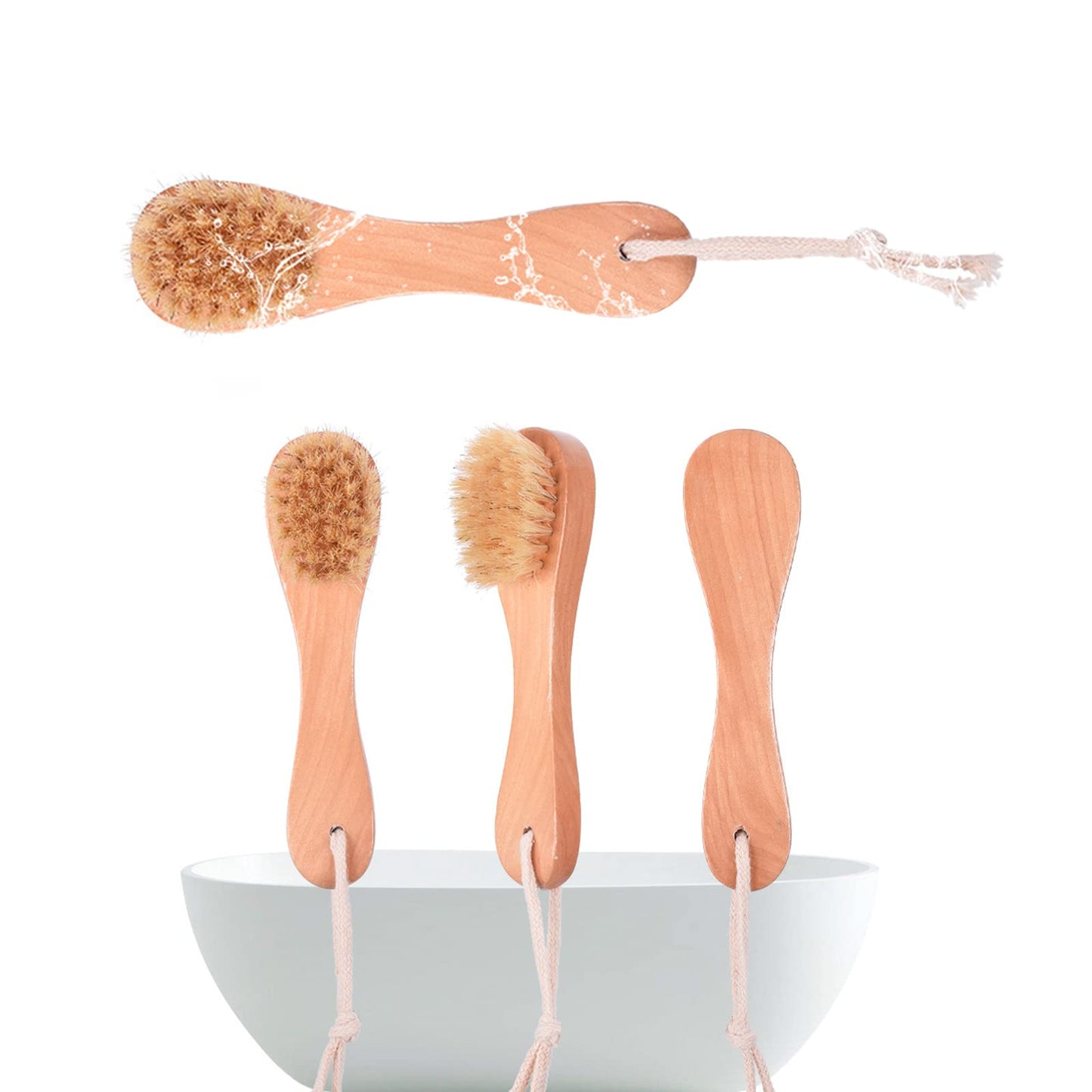 6 Pcs Face Exfoliator Brush Dry Brush Natural Bristles Wooden Face Cleaning Brush, Facial Cleansing Brush Face Wash Scrub Exfoliator Brush for Face Beauty & Personal Care KFZDCG
