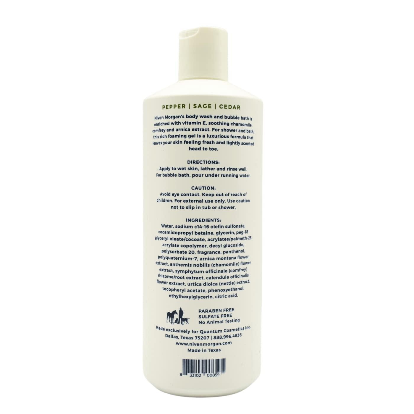 Niven Morgan Pepper, Sage and Cedar Body Wash 16 fl oz 473 ml Beauty & Personal Care Niven Morgan