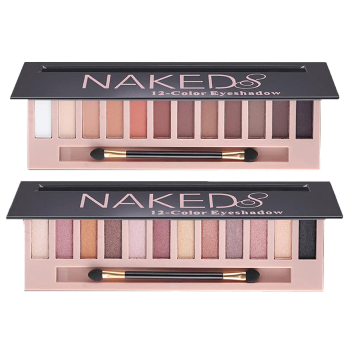 BOLOPER 2 Pack 12 Colors Makeup Nude Colors Eyeshadow Palette Natural Nude Matte Shimmer Glitter Pigment Eye Shadow Pallete Set Waterproof Smokey