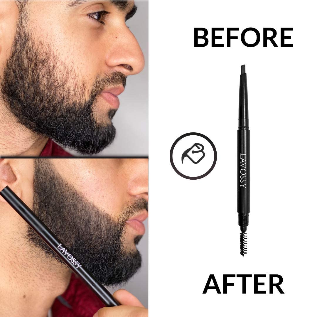LAVOSSY Beard Pencil Filler for Men - Long Lasting and Easy to Use Beard Pen with blending brush results in a sleek & natural look, Water/Sweat Proof Beauty & Personal Care LAVOSSY