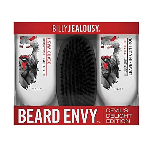 Billy Jealousy Devil's Delight Beard Envy Facial Hair Refining Kit with Beard Wash Facial Hair Control and Boar Bristle Brush for Clean, Hydrated Beauty & Personal Care Billy Jealousy