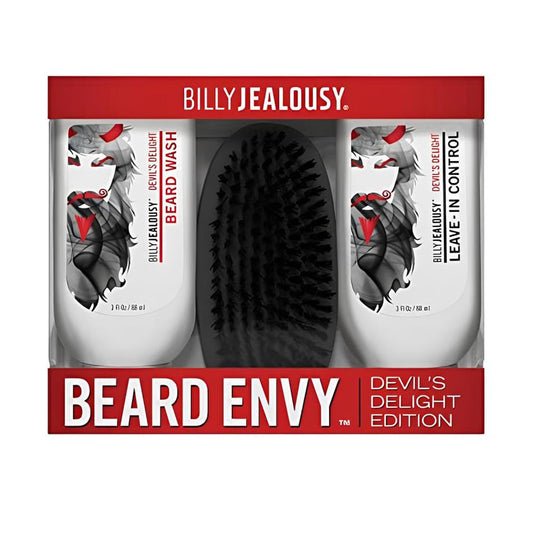 Billy Jealousy Devil's Delight Beard Envy Facial Hair Refining Kit with Beard Wash Facial Hair Control and Boar Bristle Brush for Clean, Hydrated Beauty & Personal Care Billy Jealousy