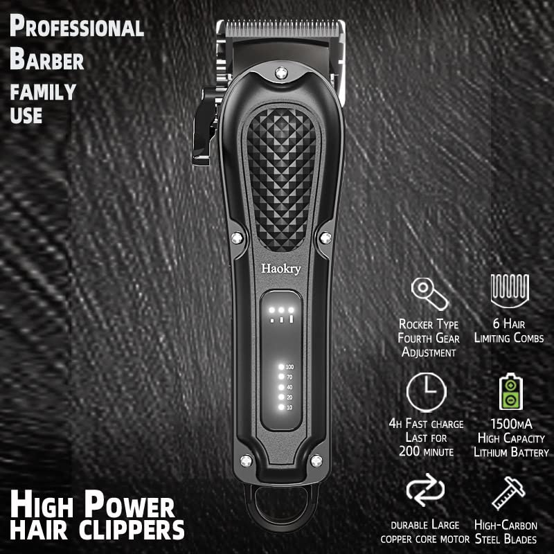 Haokry Hair Clippers for Men Professional - Cordless&Corded Barber Clippers for Hair Cutting & Grooming Rechargeable Beard Trimmer Beauty and Personal Care Haokry