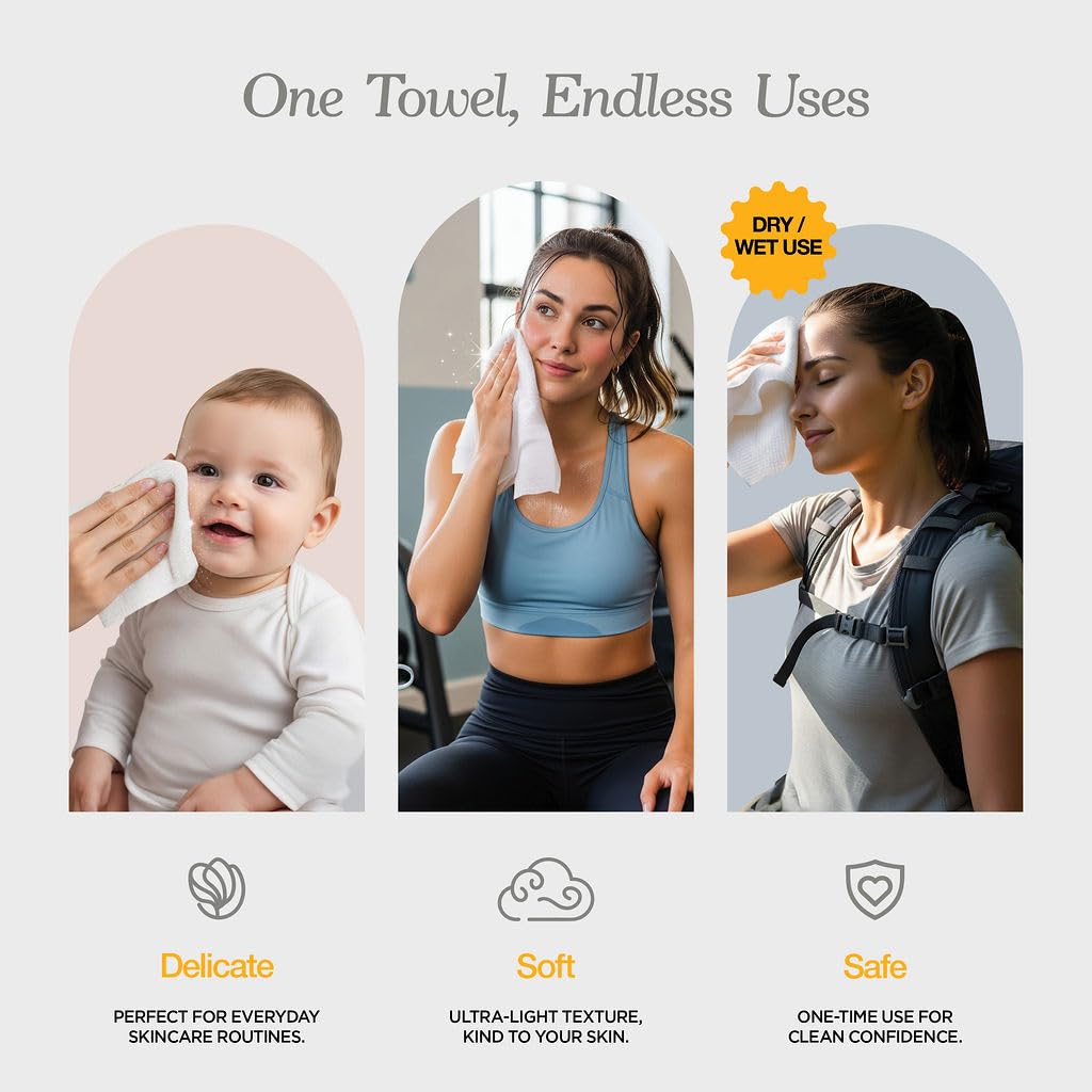 Face Towels - Ultra Soft and Thick Disposable Face Towelettes for Women - Biodegradable Facial Towels for Sensitive Skin - Face Cleansing, Makeup Beauty & Personal Care lebogner