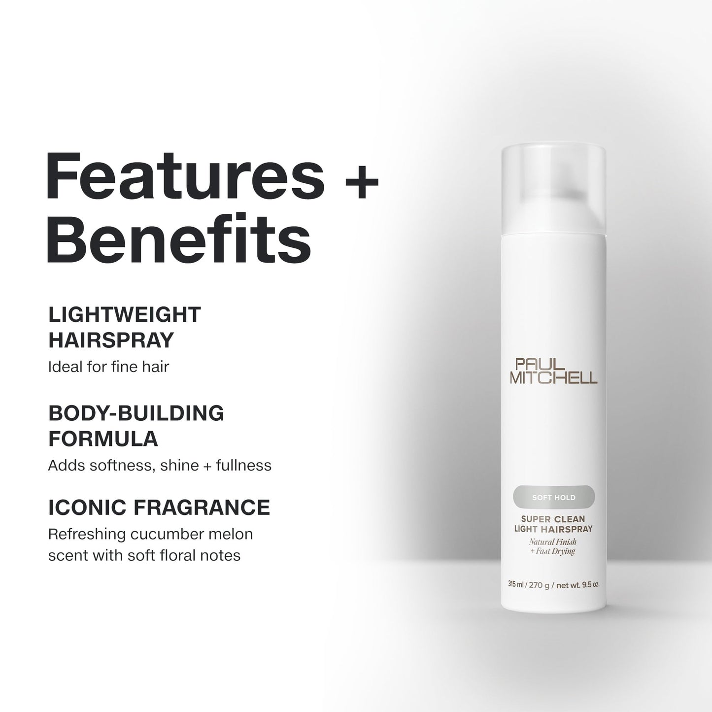Paul Mitchell Super Clean Light Hairspray, Fast Drying, Soft Hold + Natural Finish, For Fine Hair, 9.5 oz Beauty & Personal Care Paul Mitchell