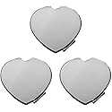 Stephanie Imports Set of 3 Slim Heart-Shaped Double Sided Magnifying Compact Mirrors (Large, Silver) Beauty & Personal Care Stephanie Imports
