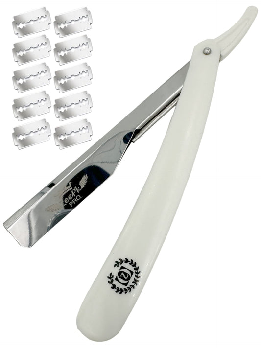 Razors For Men Shave Straight Razor Shaving Rasierer Rasurar Cuchilla Maquina RED + 10 Blades Disposable (White) Beauty and Personal Care Liberty Supply