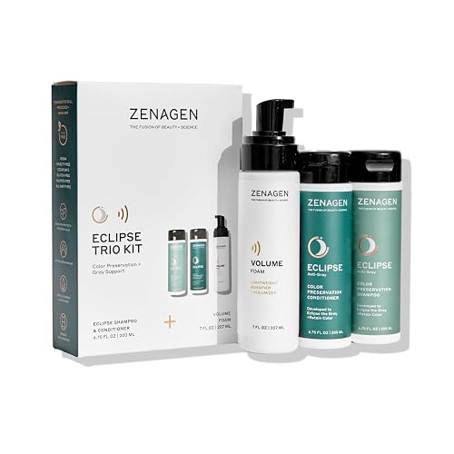 ZENAGEN Eclipse Trio Kit | Color Preservation + Gray Support | Shampoo + Conditioner + Volume Foam | for Color Protection, Hair Health & Voluminous Beauty & Personal Care Zenagen
