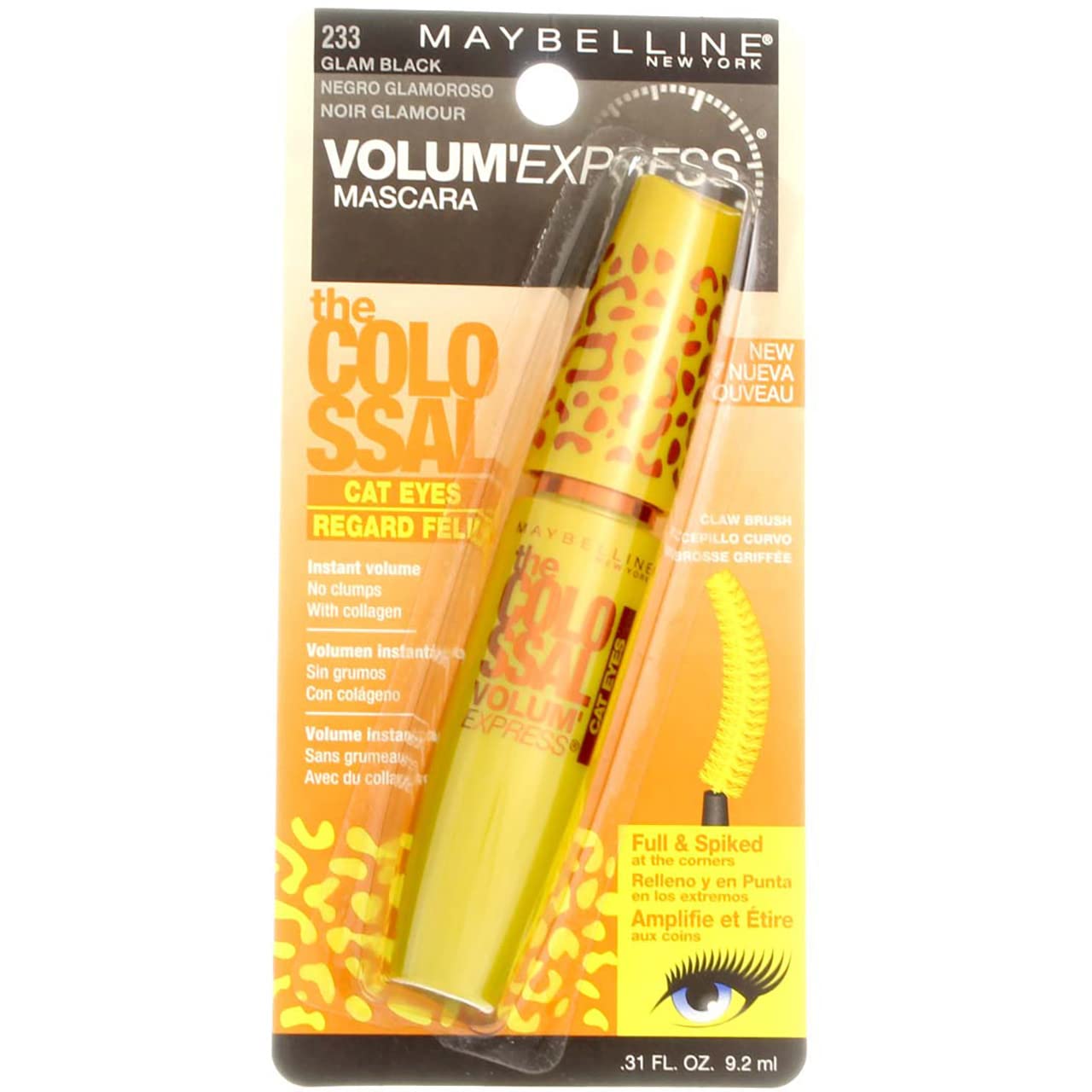 Maybelline Volum' Express The Falsies Colossal Cat Eyes Washable Mascara, Glam Black [233], 0.31 oz (Pack of 6) Beauty & Personal Care MAYBELLINE