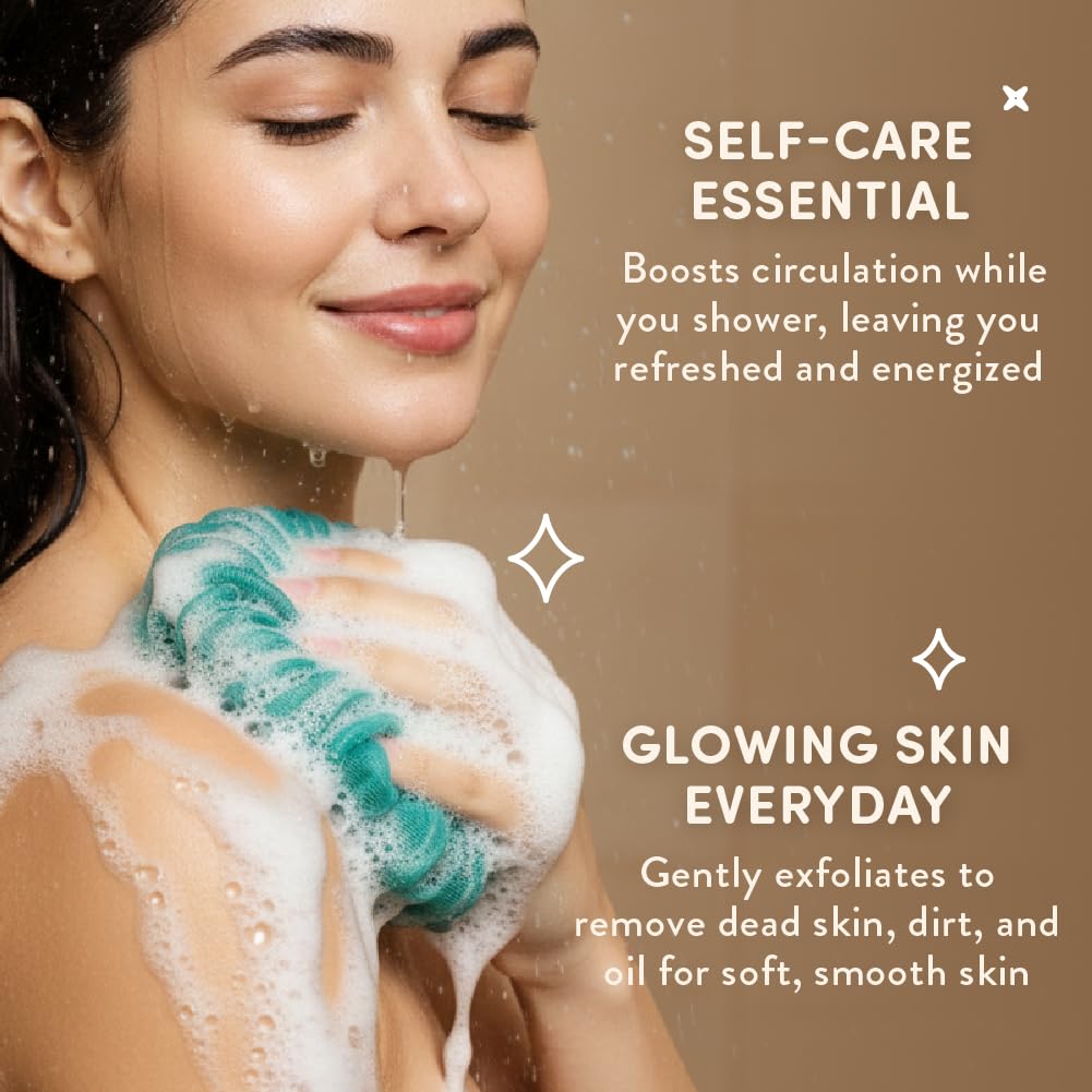 Éclat Mesh Bath Sponge Loofah Ball, Soft Exfoliating Body Scrubber for Wash, Rich-Lather Nylon Net Puff with Quick-Dry Hanging Loop, Gentle Daily Beauty and Personal Care Éclat