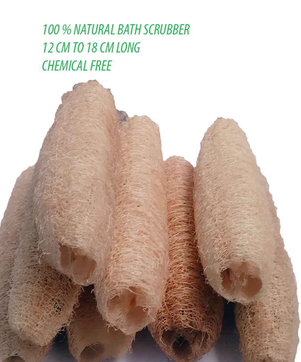 Vaibhav VVOS® 8 Pieces 100% Natural Organic Body Scrubber Loufah Sponges for Bathing -Natural loofah- 12 cm to 18cm Beauty and Personal Care Vaibhav