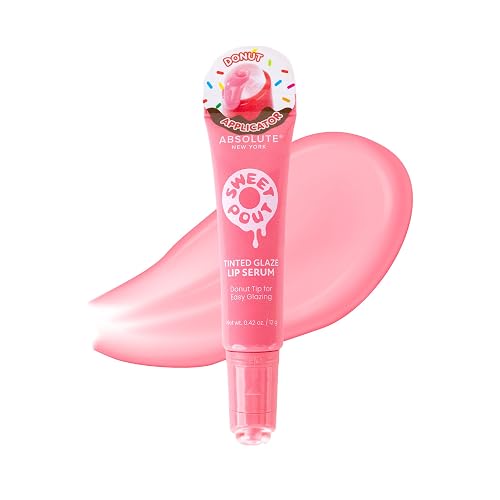Absolute New York Sweet Pout Tinted Glaze Lip Serum, Donut Tip Applicator, Hydrating Formula with Peptides, Vitamin E and Jojoba Seed Oil (Strawberry Beauty & Personal Care Absolute New York