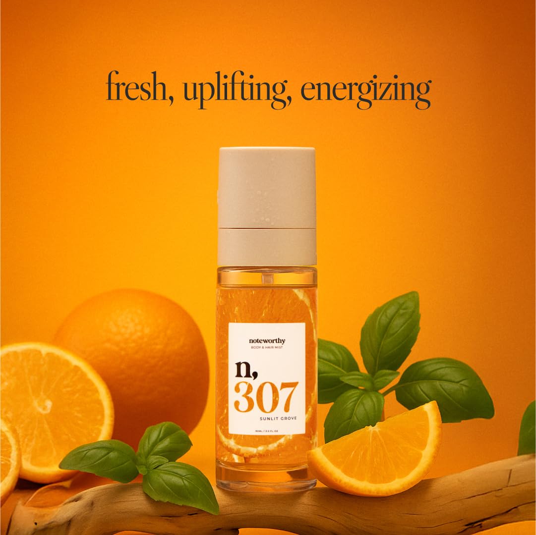 Noteworthy n,307 Sunlit Grove Body Mist - Mandarin • Clementine • Basil • Sandalwood • Cypress • Vanilla Milk | Refreshing, Light, Gender-Neutral Beauty & Personal Care Noteworthy