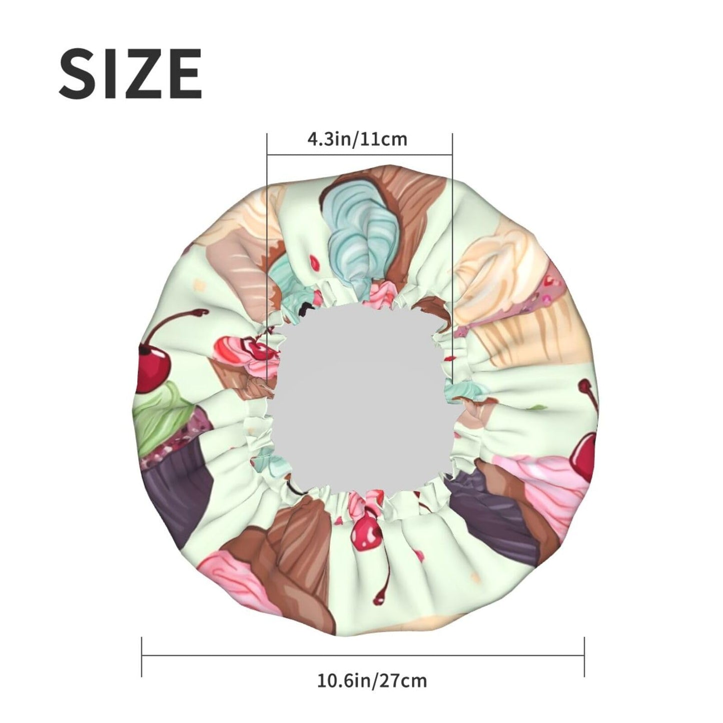 Cupcake Shower Cap for Women Men Large Reusable Shower Bonnet Double-Layer Waterproof Bath Caps Elastic Band Hair Hat for All Hairstyles Beauty and Personal Care BWLHJKE