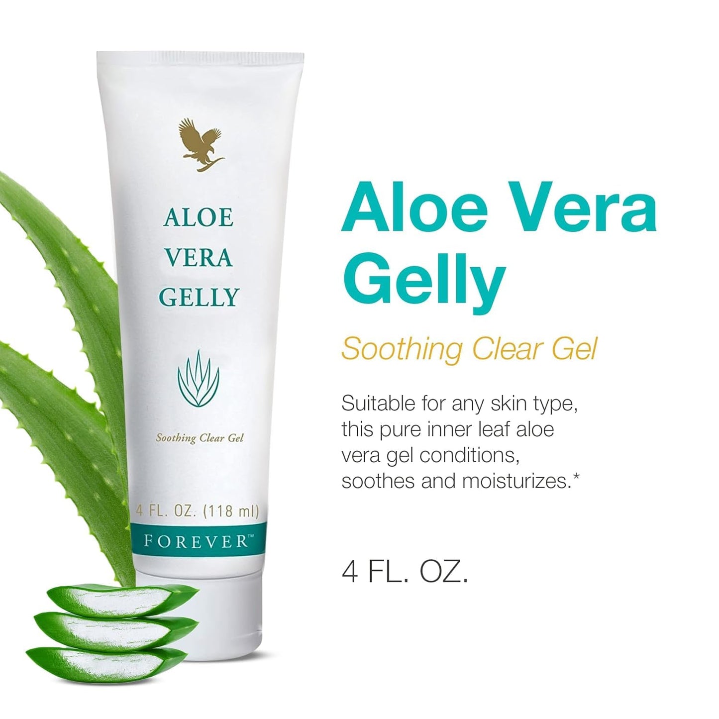 Forever Living - Aloe Vera Gelly - Pure Aloe Gel for Soothing and Moisturizing Skin, Non-Staining and Fast-Absorbing, Vegan and Gluten-Free, 4 fl oz Beauty & Personal Care Forever Living Products