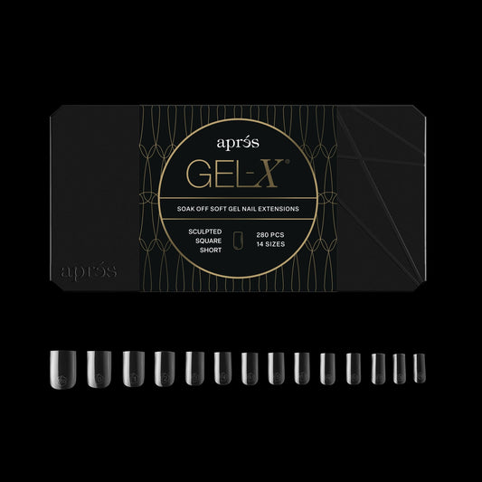 Aprés Gel-X® Square Box of Nail Tips | 280 Gel-X Tips, Soft Tips, 14 Sizes 00-9 | Half-sizes Included (Sculpted Square Short, 280 Count)