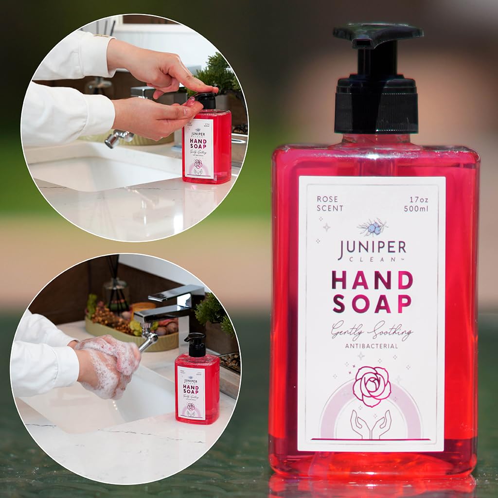 Juniper CLEAN, Antibacterial Hand Soap with Pump, Rose Scent, Liquid Hand Soap 17 Fl Oz (Pack of 1) Beauty & Personal Care Juniper CLEAN
