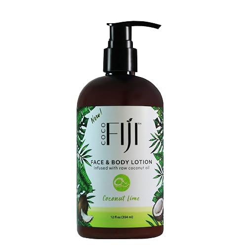 Coco Fiji Face & Body Lotion Infused With Coconut Oil | Lotion for Dry Skin | Moisturizer Face Cream & Massage Lotion for Women & Men |Coconut Lime 12 Beauty & Personal Care Organic Fiji